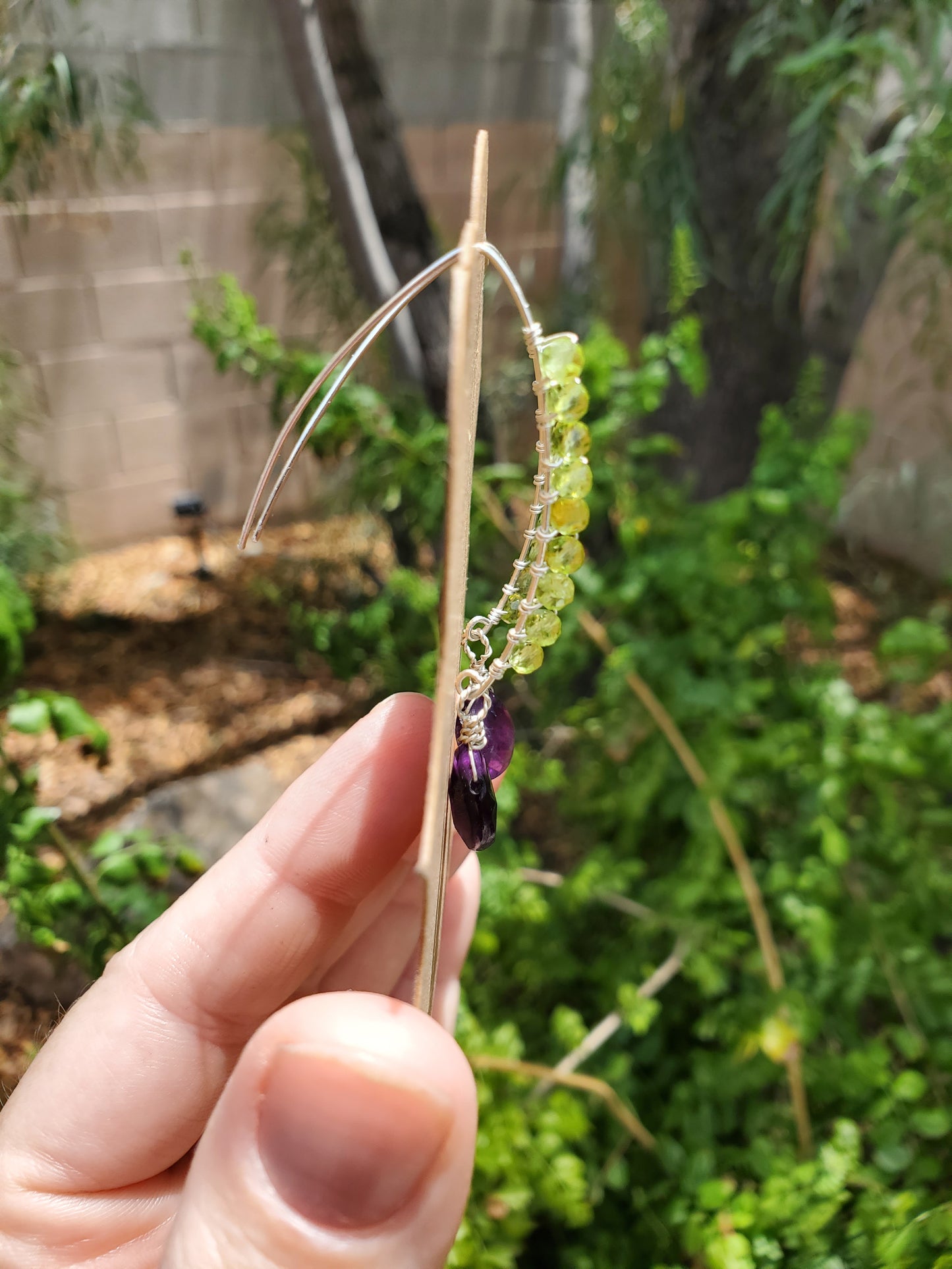 Akeso Earrings - Artisan Handmade 925 Sterling Silver Wire-Wrapped Earrings with Peridot and Amethyst – Elegant, Unique Jewelry