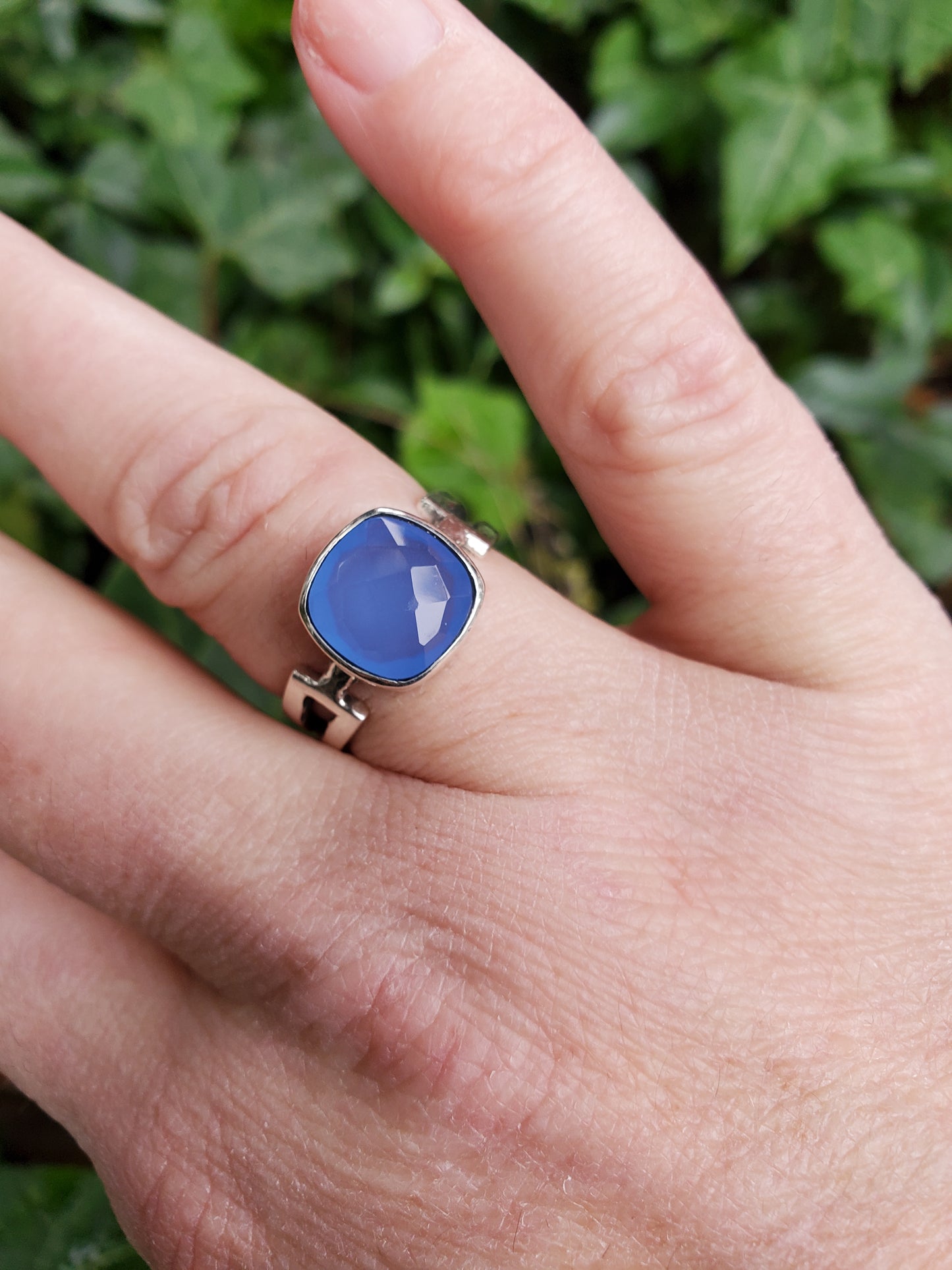 Sterling Silver Ring: Blue Chalcedony