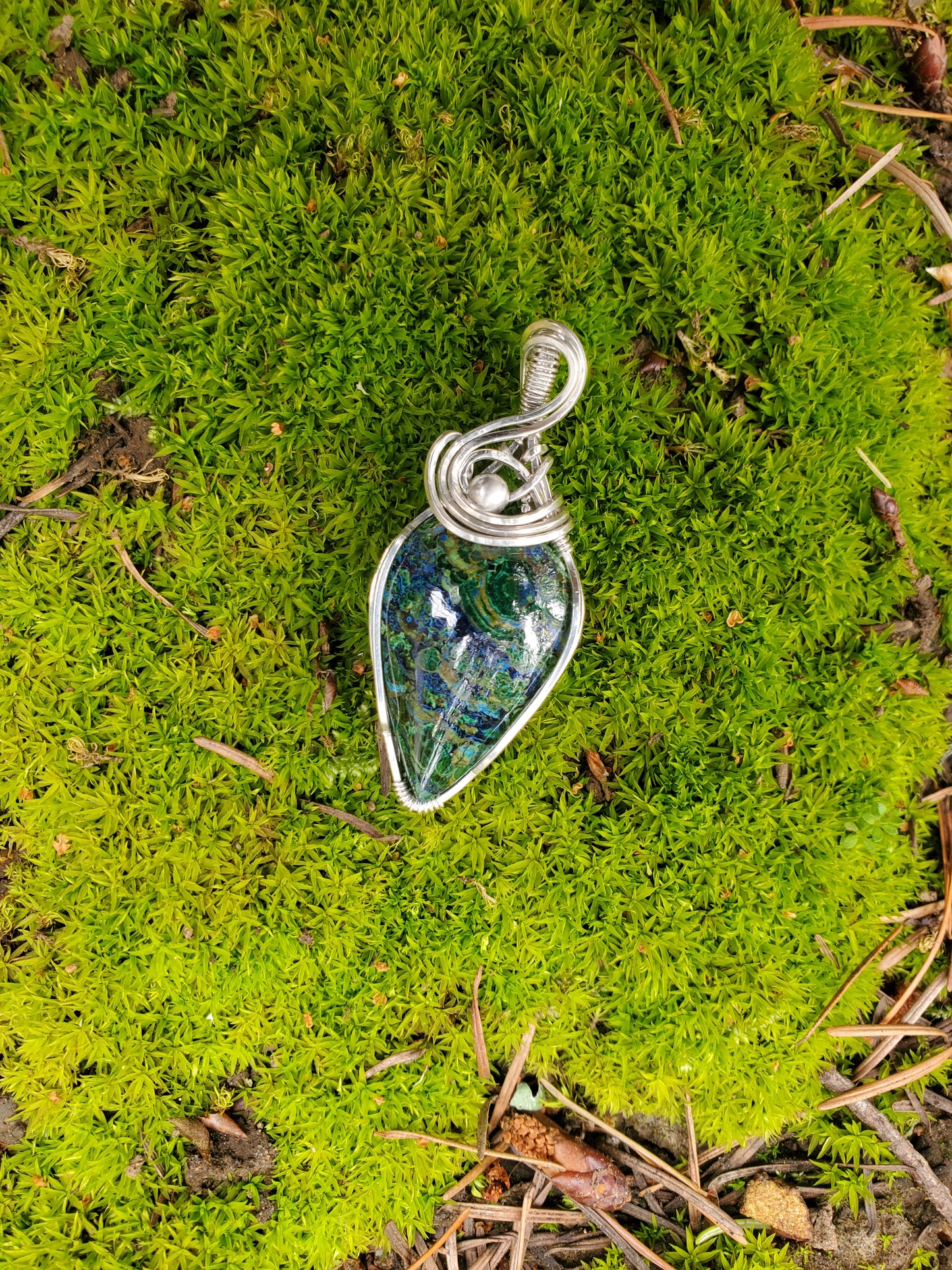 Azurite Pendant in Sterling Silver