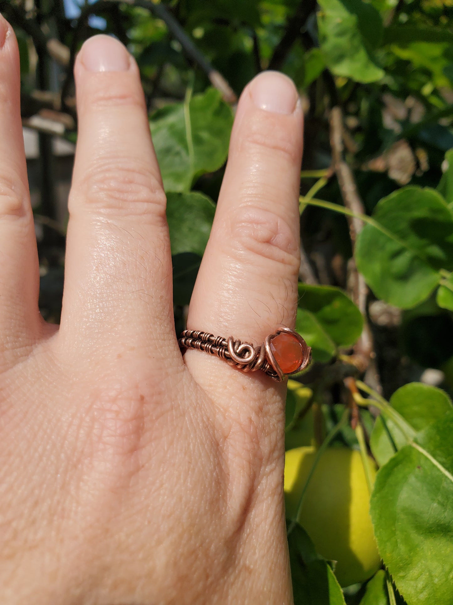 Mexican Fire Opal and Copper Ring