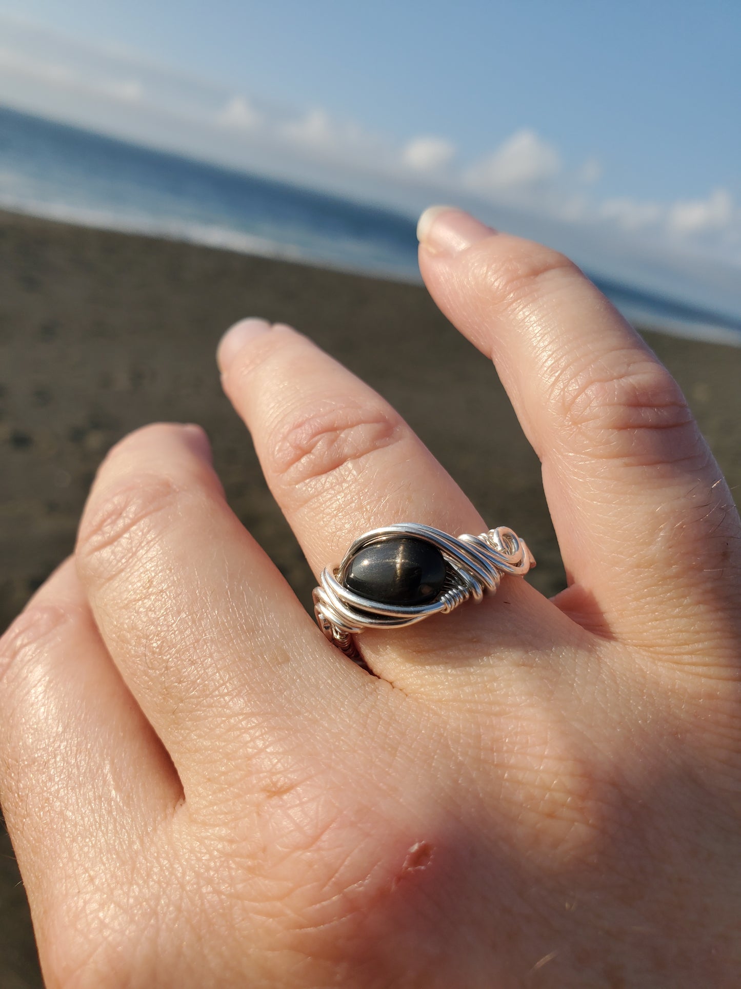 Black Star Chrome Diopside and Sterling Silver Ring