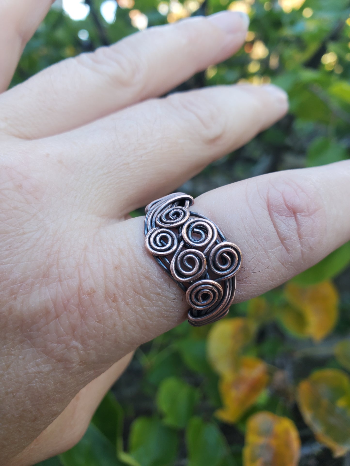 Wide Braided Copper Ring