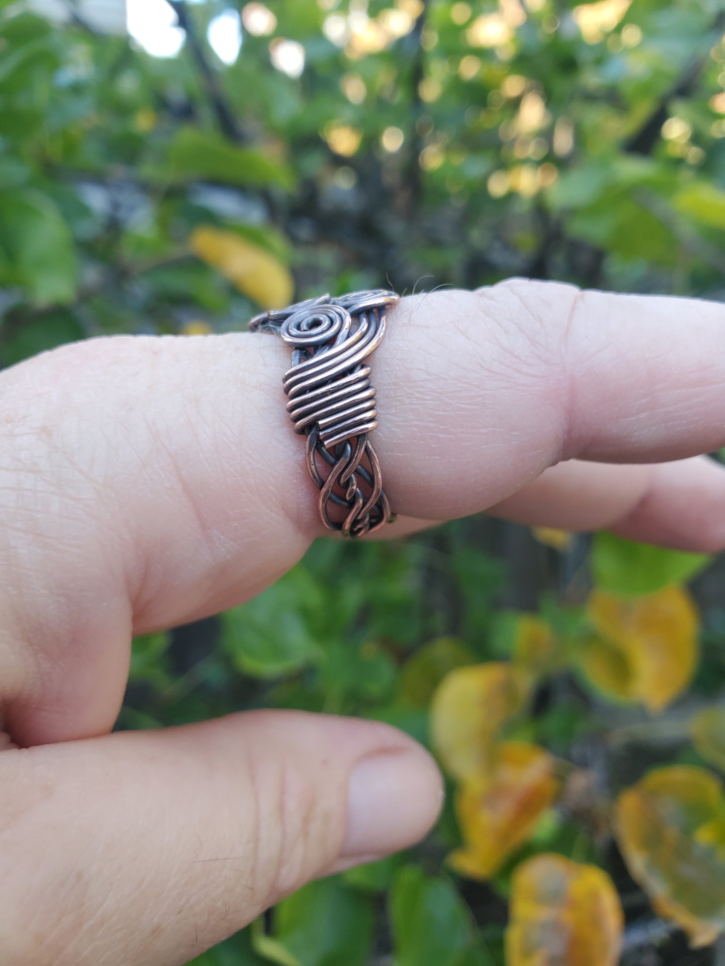 Wide Braided Copper Ring