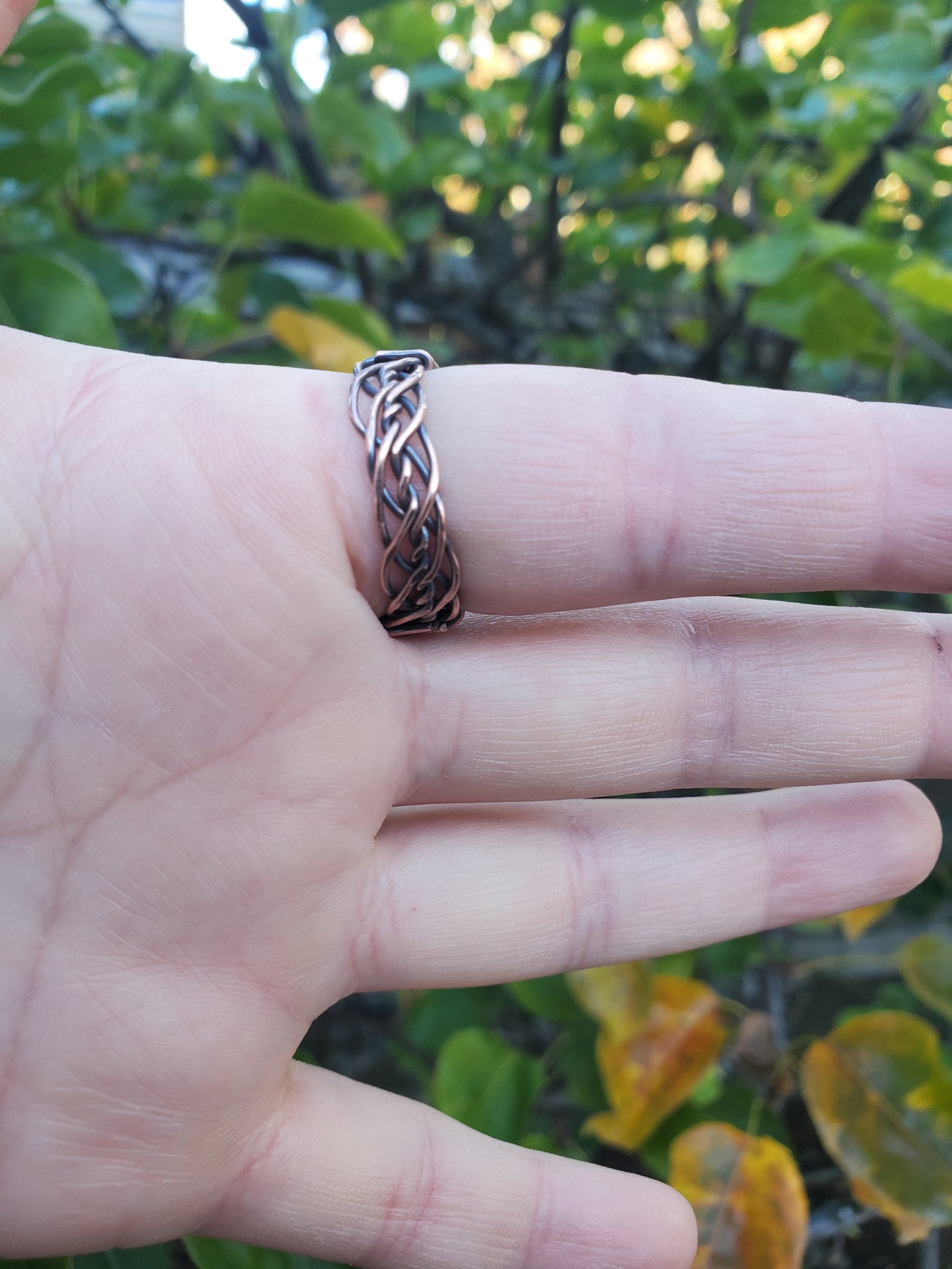 Wide Braided Copper Ring