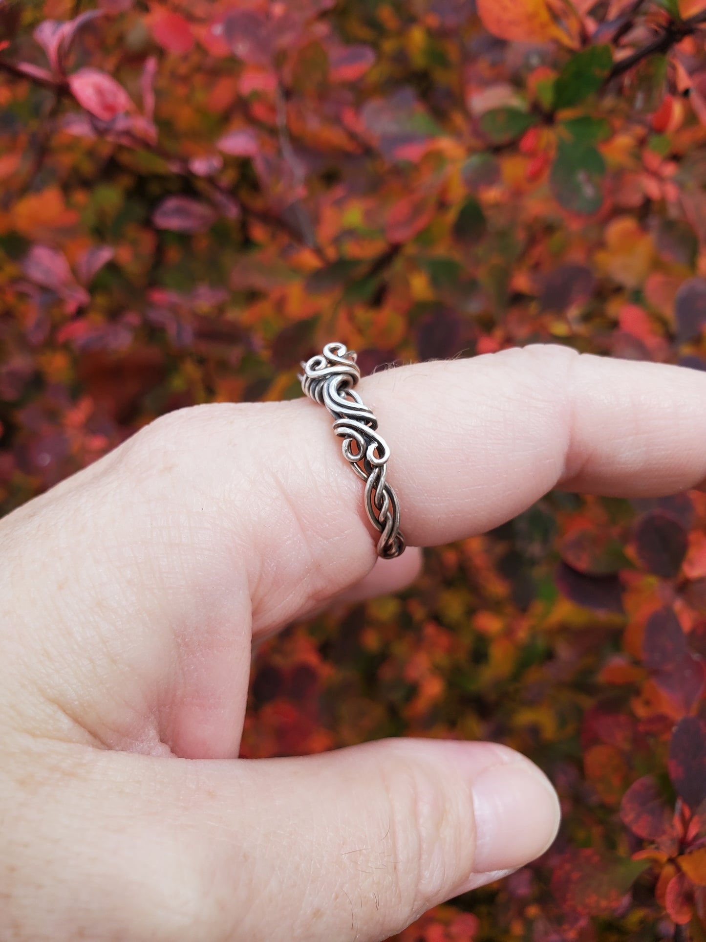 Sunstone and Braided Sterling Silver Ring