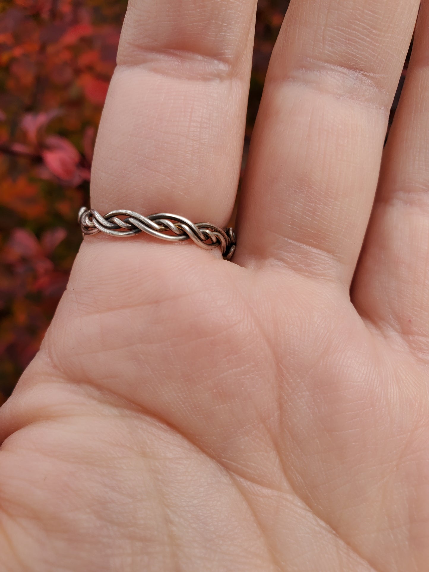 Sunstone and Braided Sterling Silver Ring