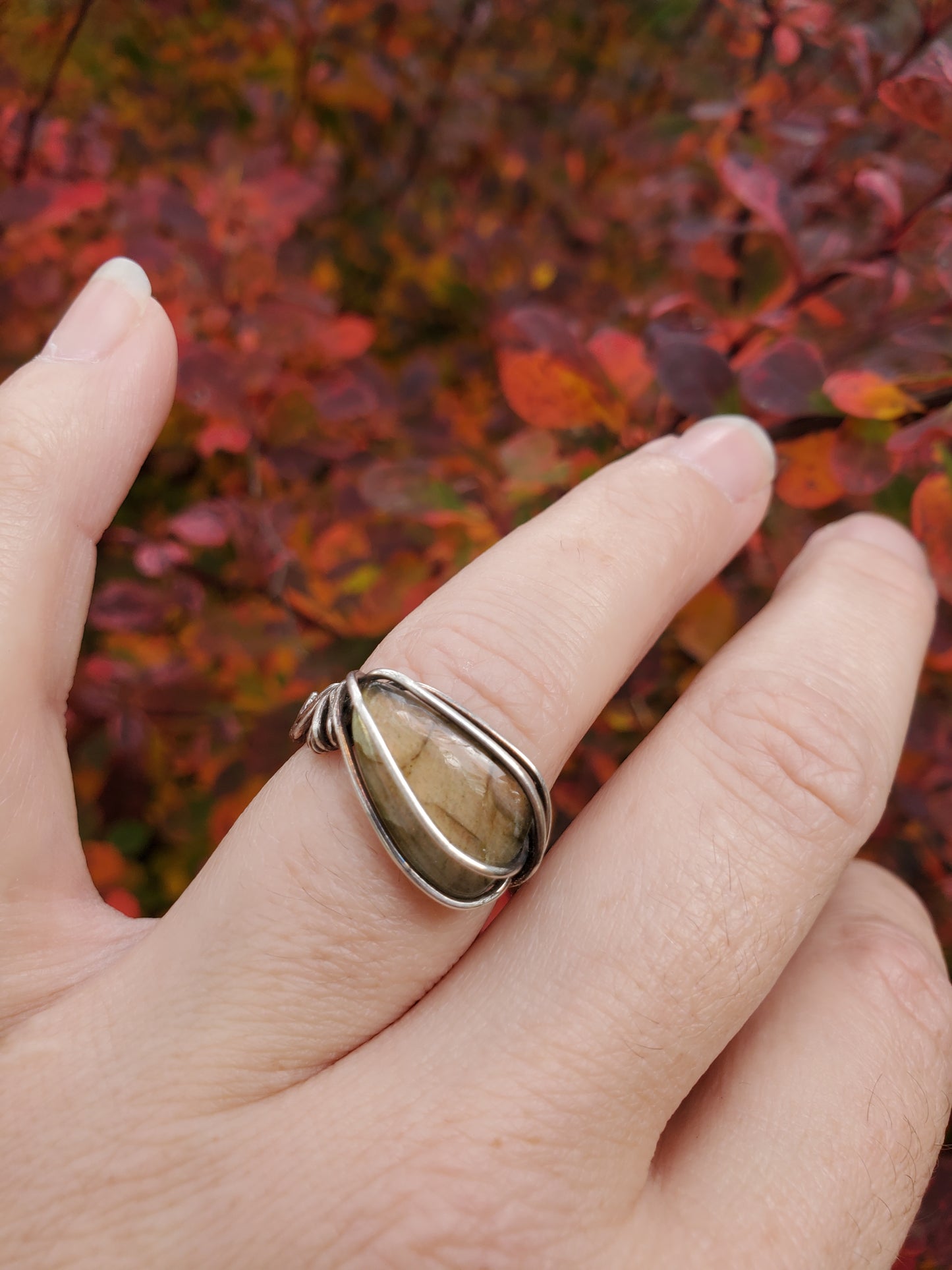Labradorite and Braided Sterling Silver Ring