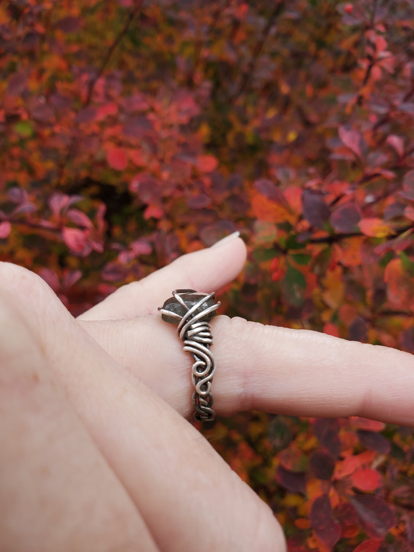 Labradorite and Braided Sterling Silver Ring