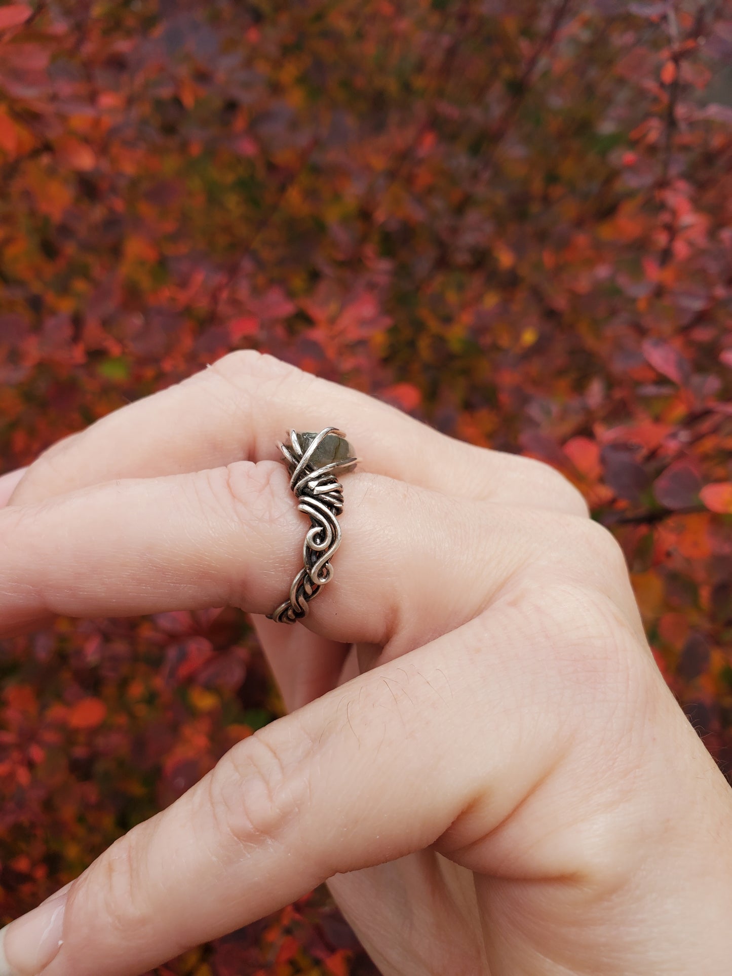 Labradorite and Braided Sterling Silver Ring