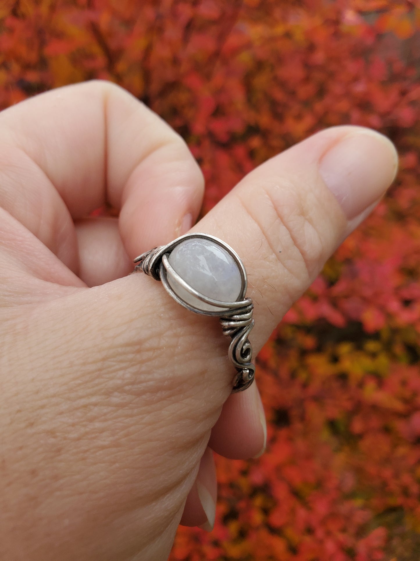Moonstone and Braided Sterling Silver Ring