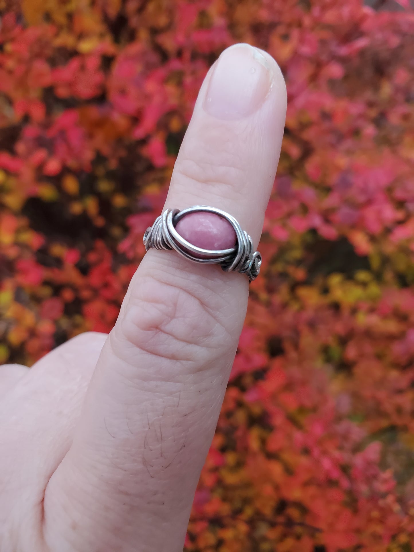 Rhodonite and Braided Sterling Silver