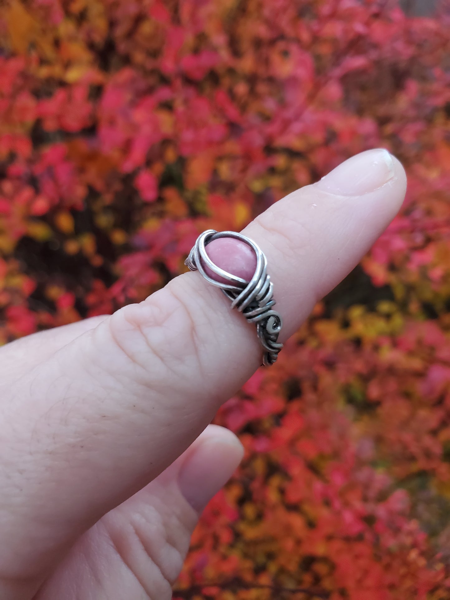 Rhodonite and Braided Sterling Silver