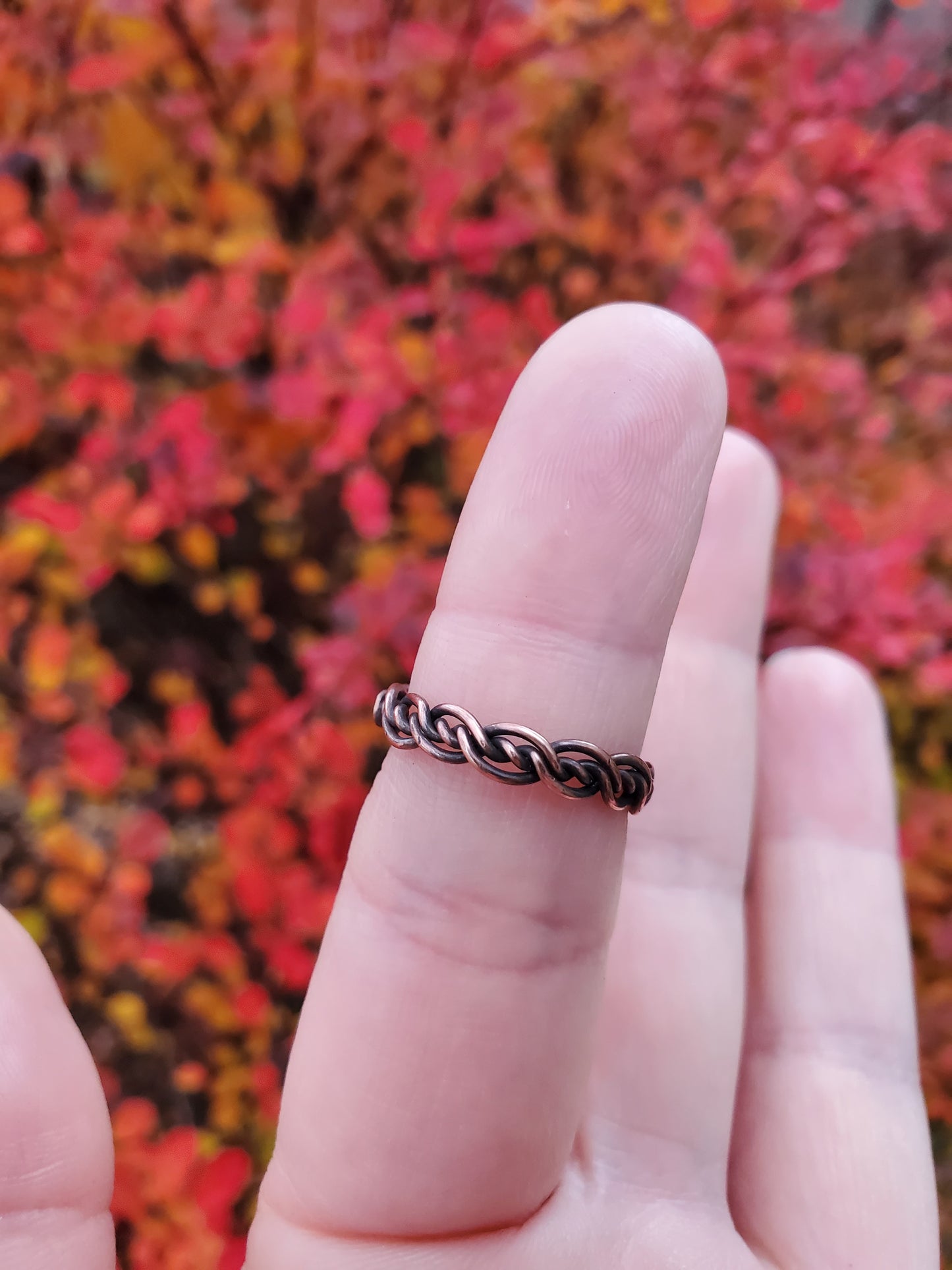 Yellow Tigers Eye and Braided Copper Ring