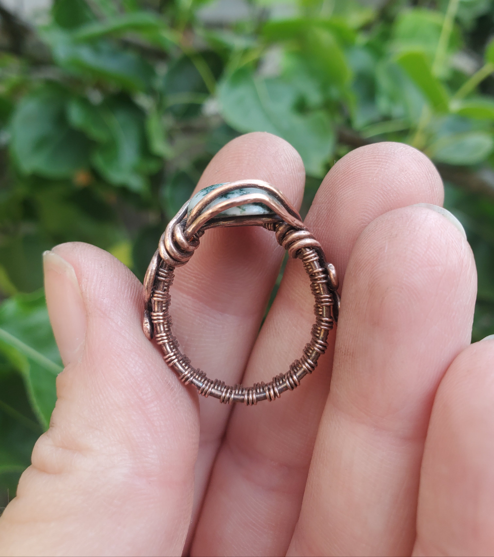 Tree Agate and Copper Ring