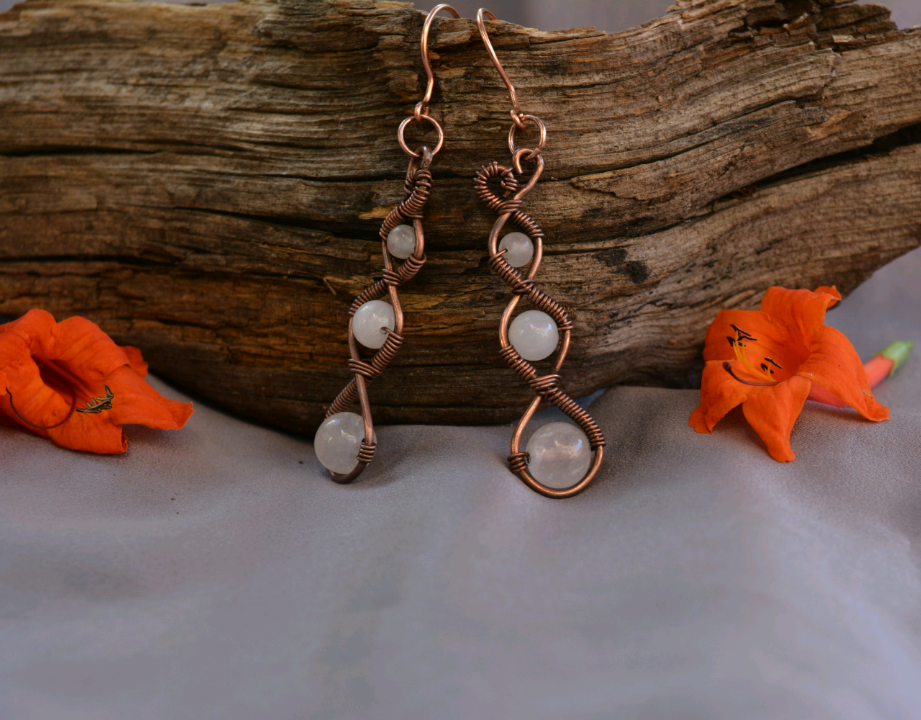 Three Tier Earrings in Antiqued Copper