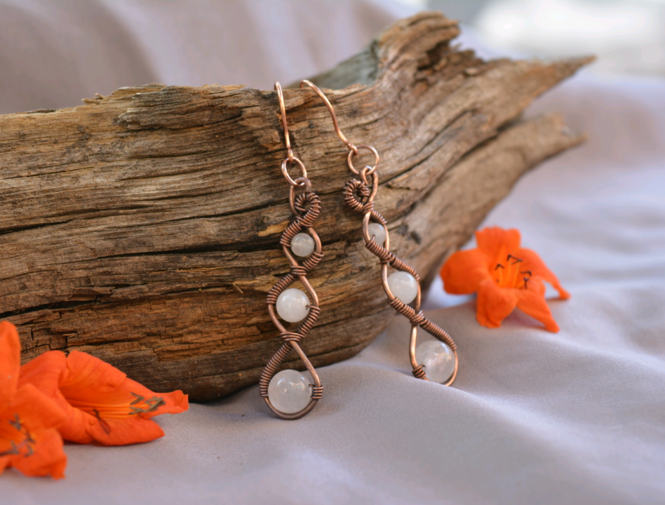 Three Tier Earrings in Antiqued Copper