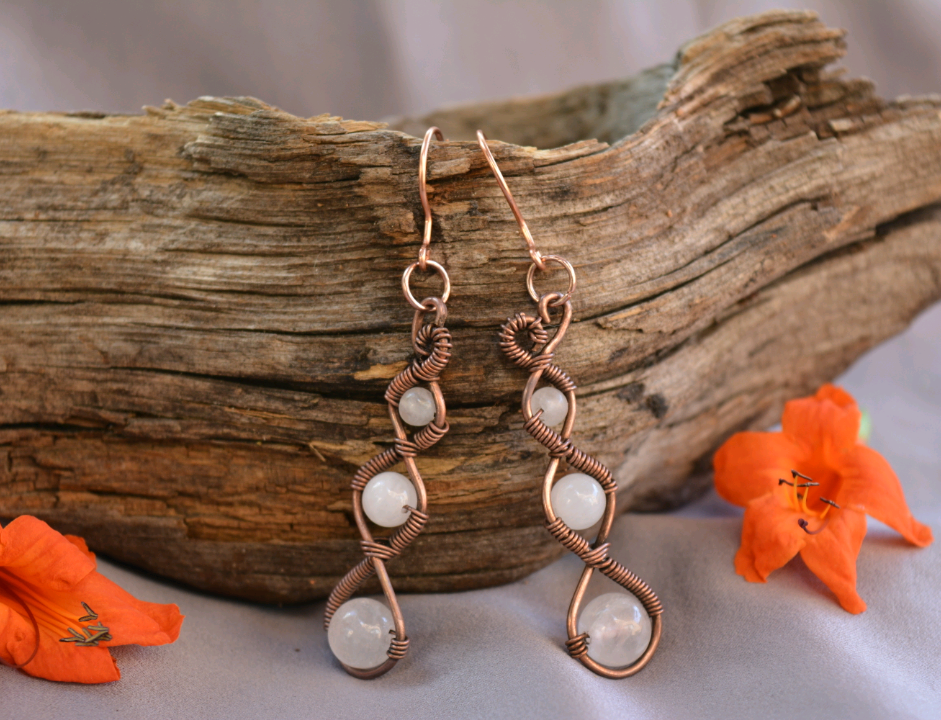 Three Tier Earrings in Antiqued Copper