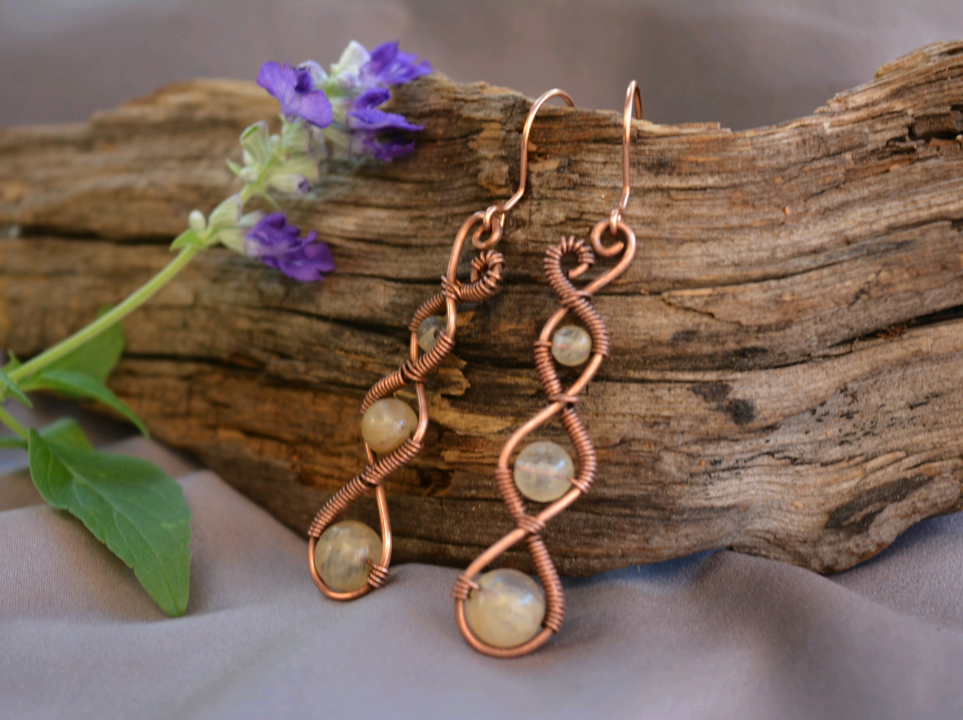 Three Tier Earrings in Antiqued Copper