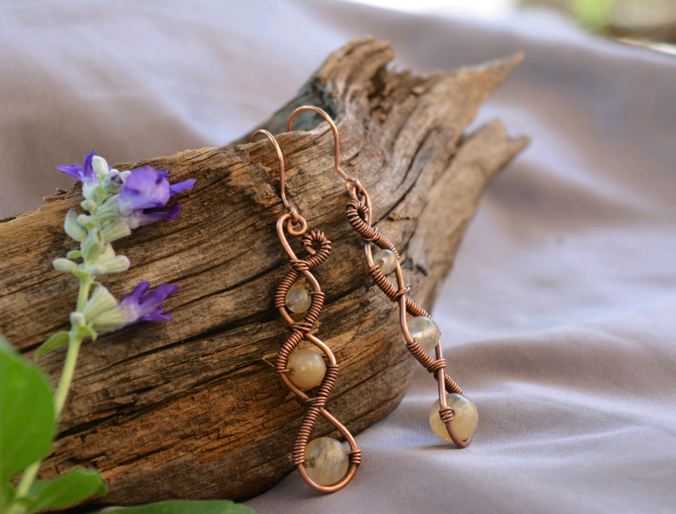Three Tier Earrings in Antiqued Copper