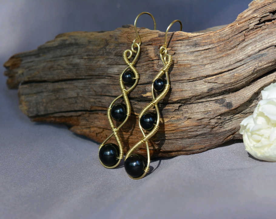 Three Tier Earrings in Brass