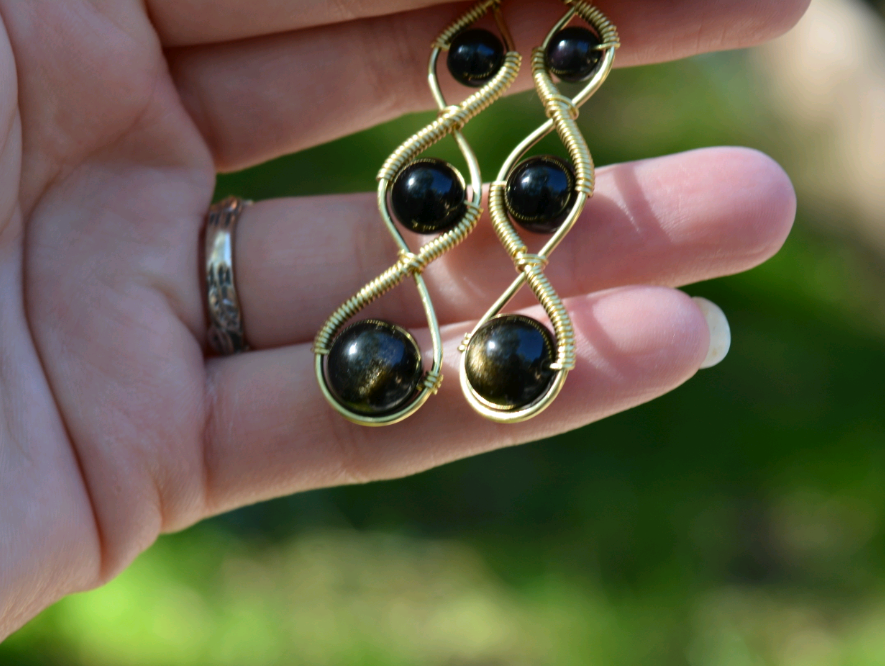 Three Tier Earrings in Brass