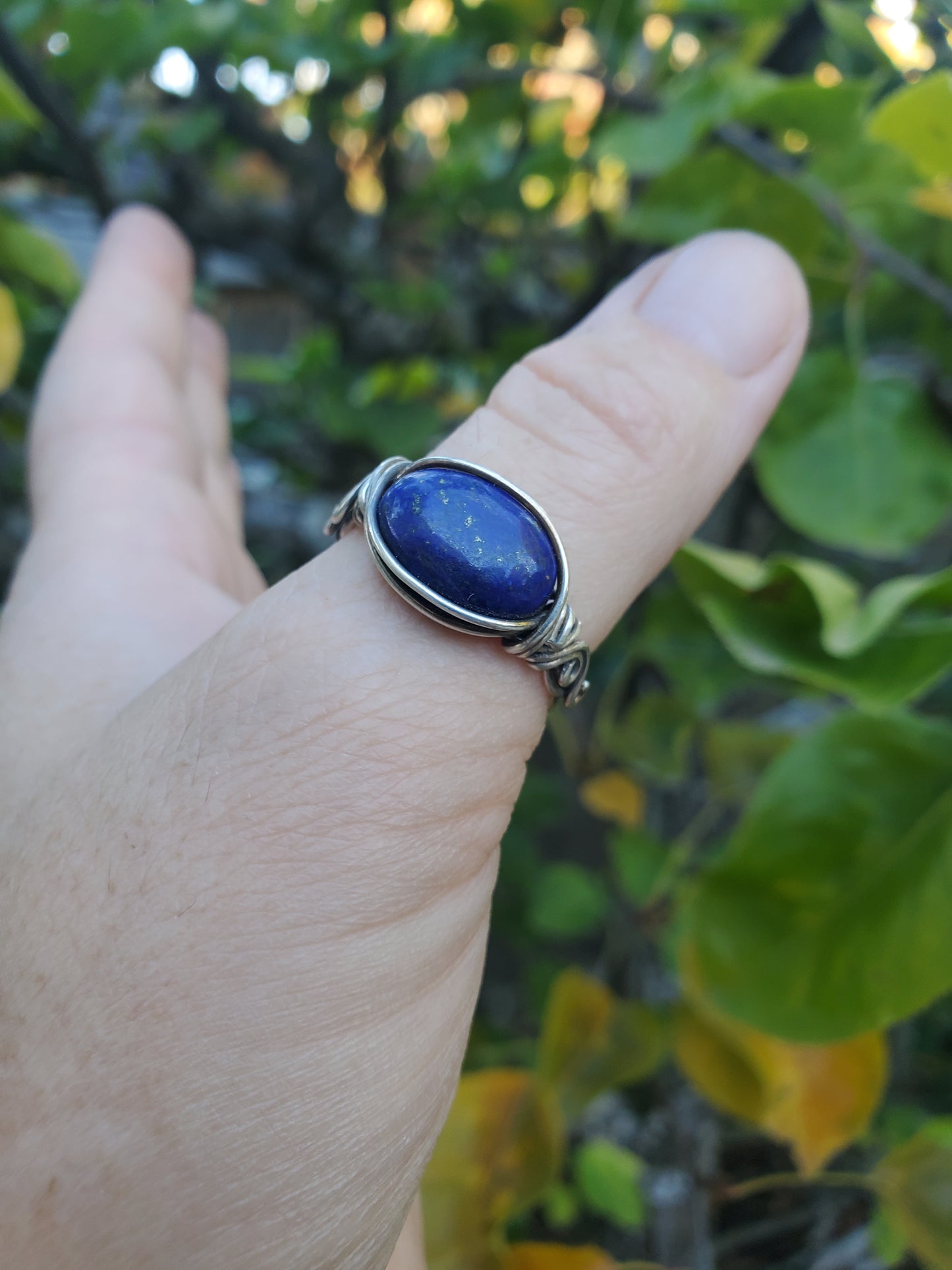 Lapis Lazuli Braided Sterling Silver Ring