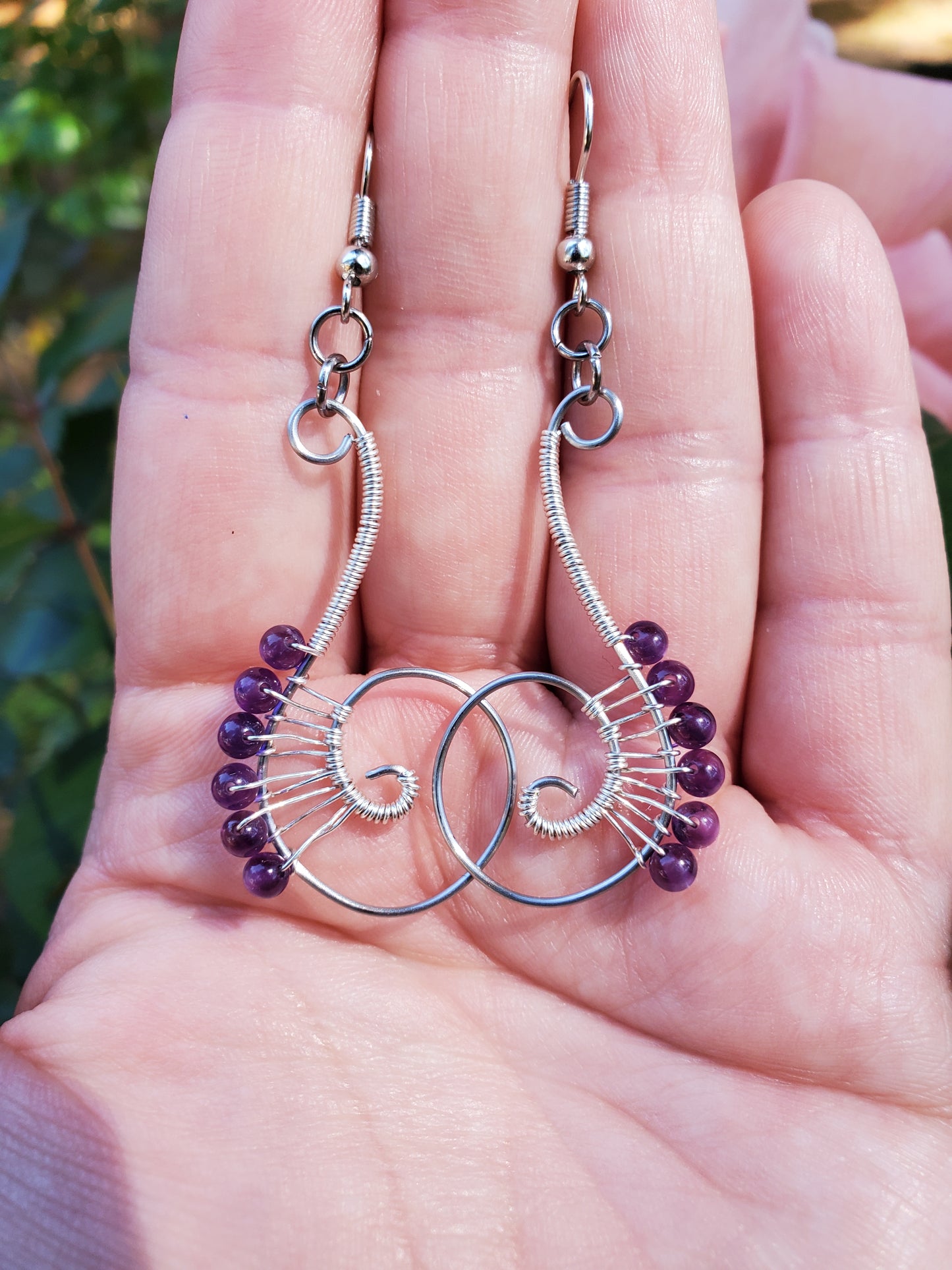 Amethyst Scroll Earrings in 925 Sterling Silver