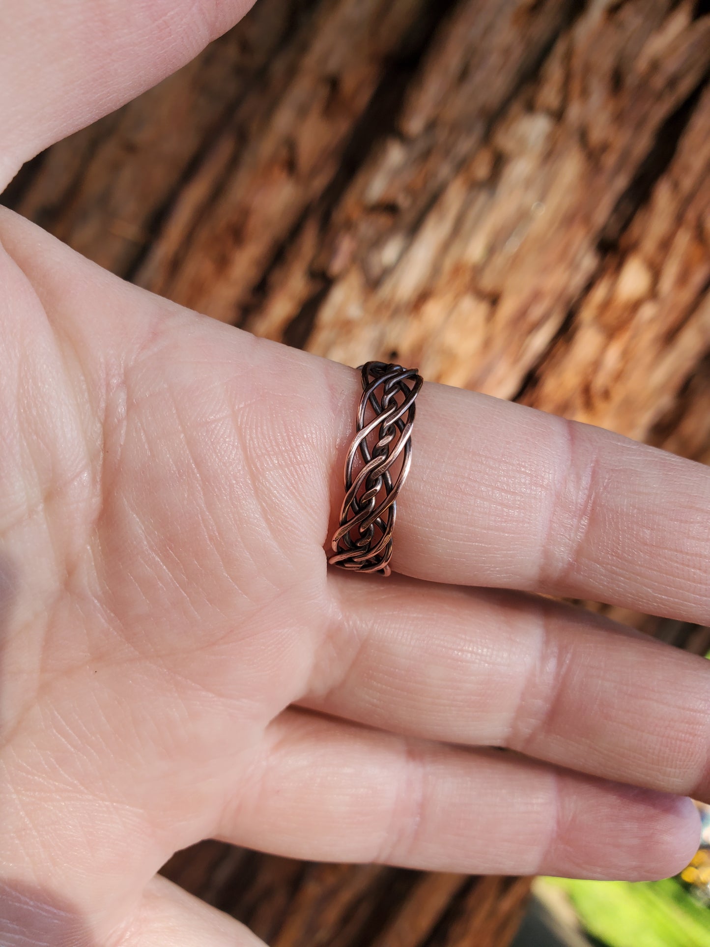 Tiger Iron Braided Copper Ring