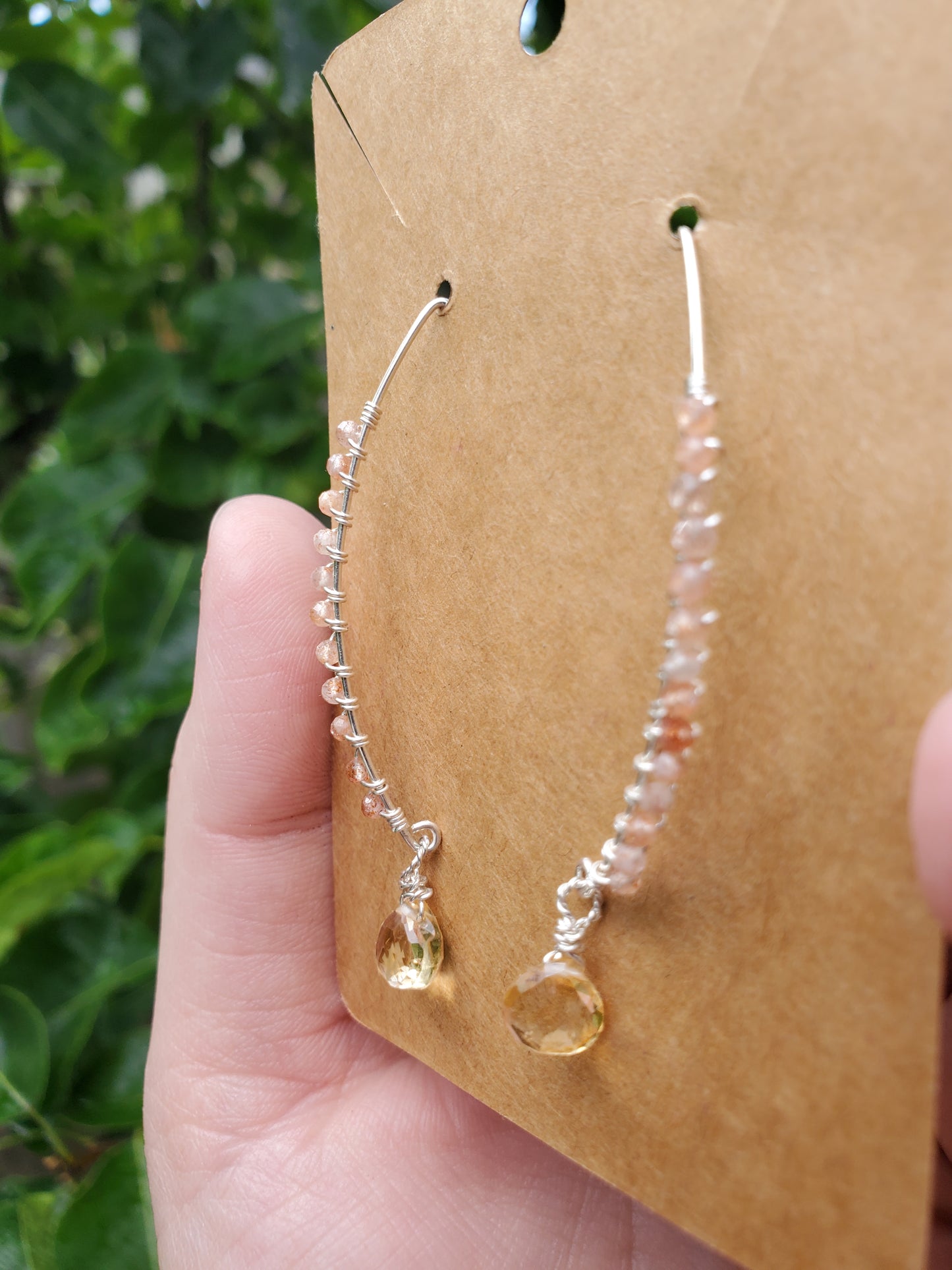 Sunstone and Citrine Marquise Earrings