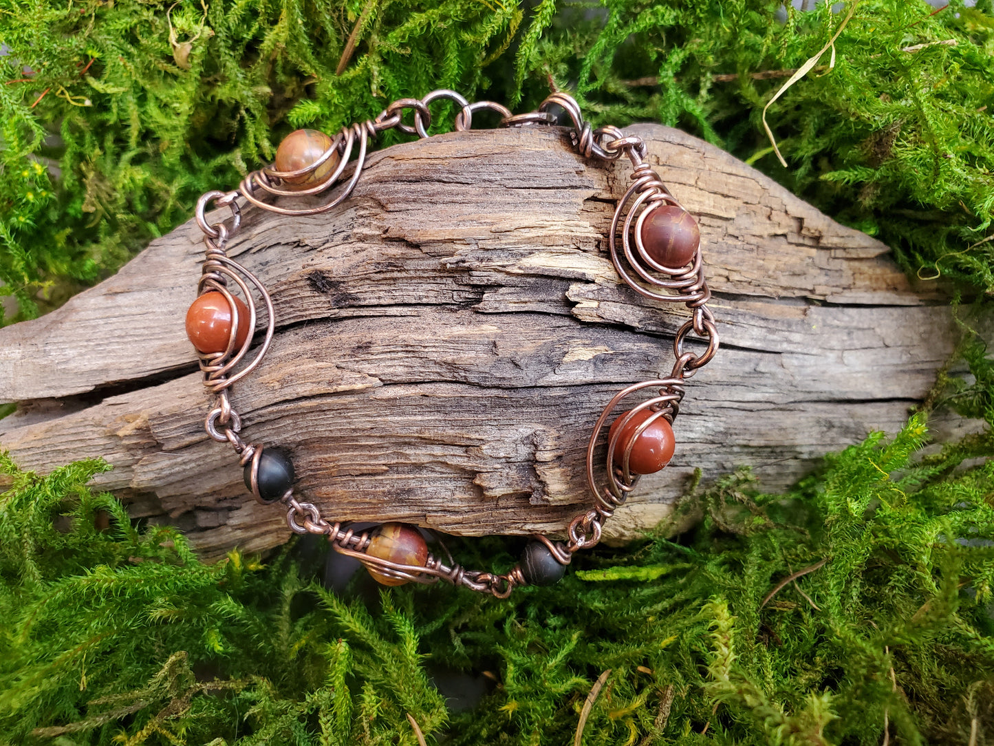 Antiqued Wire-wrapped Copper Bracelet
