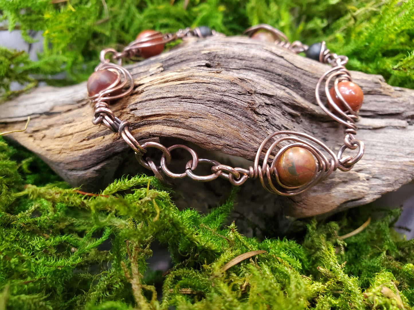 Antiqued Wire-wrapped Copper Bracelet