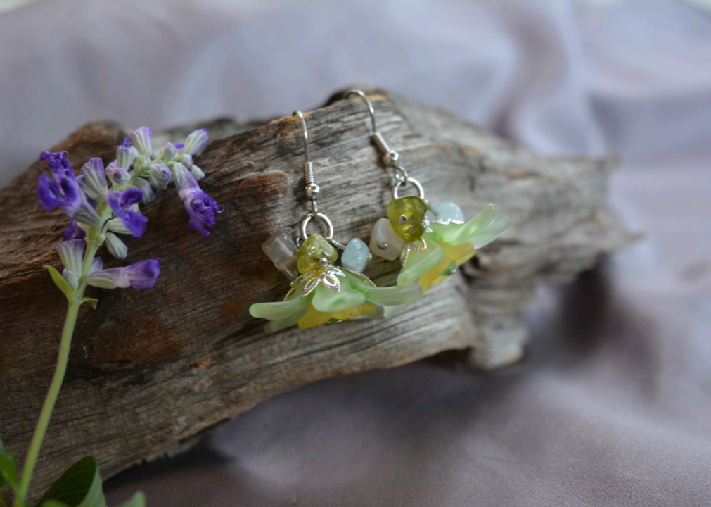 Flower Fairy Earrings - Green