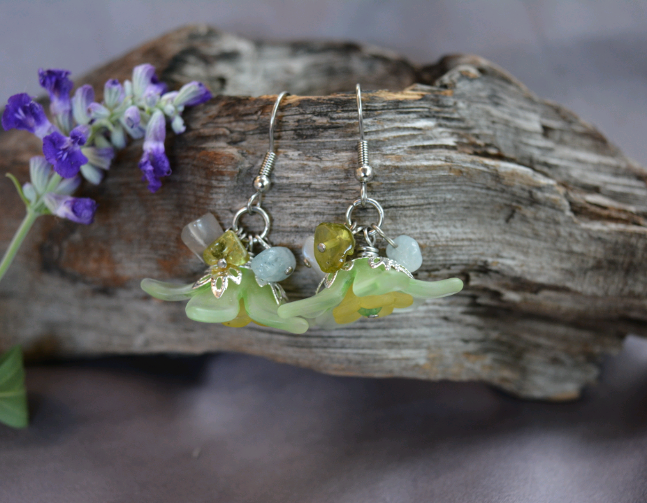 Flower Fairy Earrings - Green