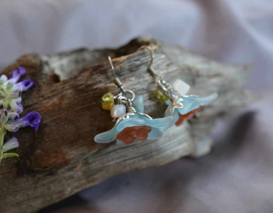 Flower Fairy Earrings - Blue