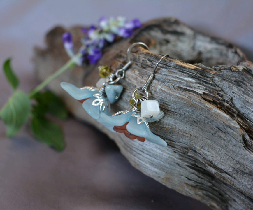 Flower Fairy Earrings - Blue