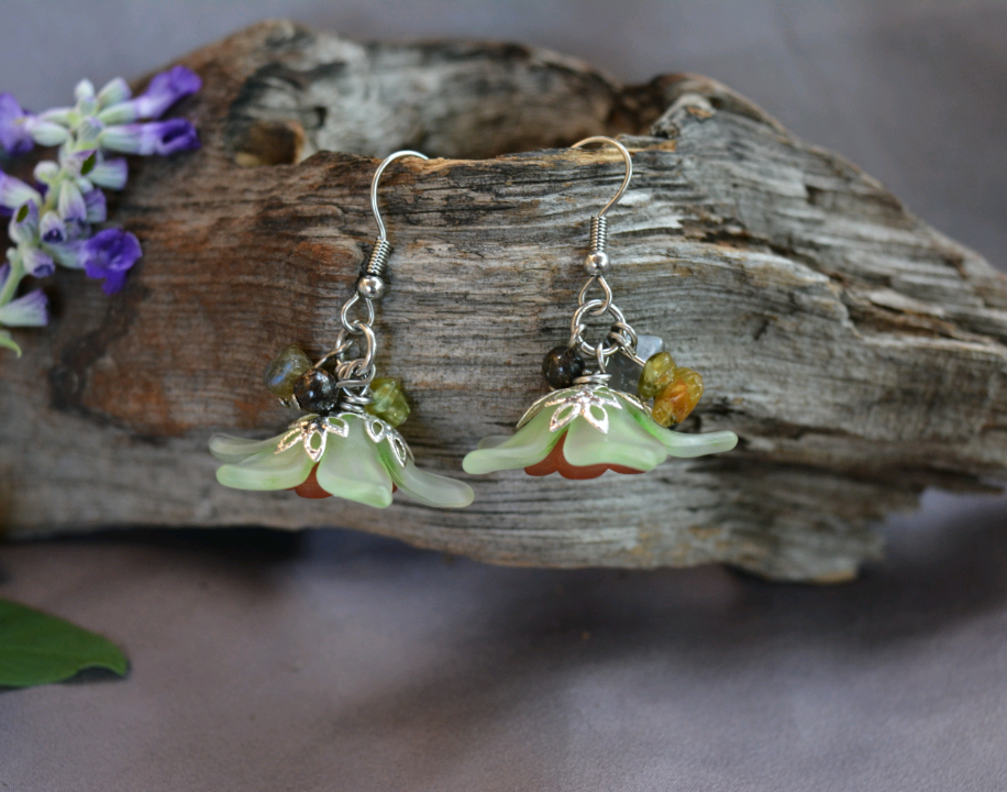 Flower Fairy Earrings - Green 2