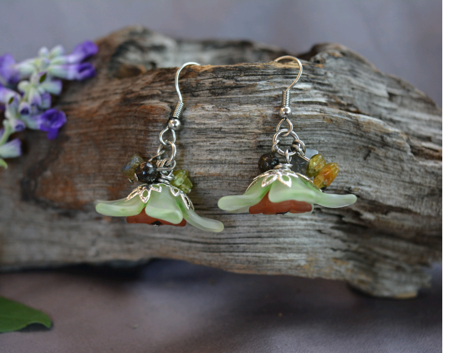 Flower Fairy Earrings - Green 2