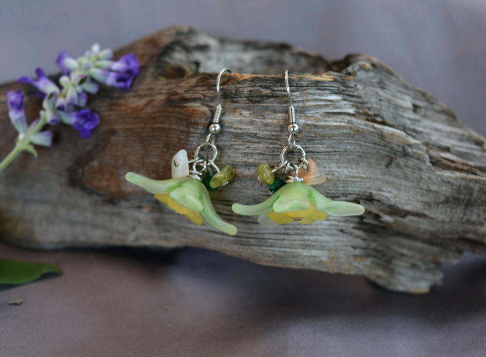 Flower Fairy Earrings - Green 3