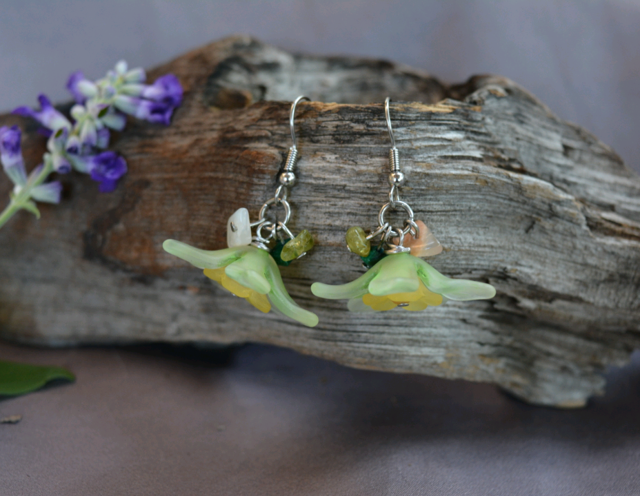 Flower Fairy Earrings - Green 3