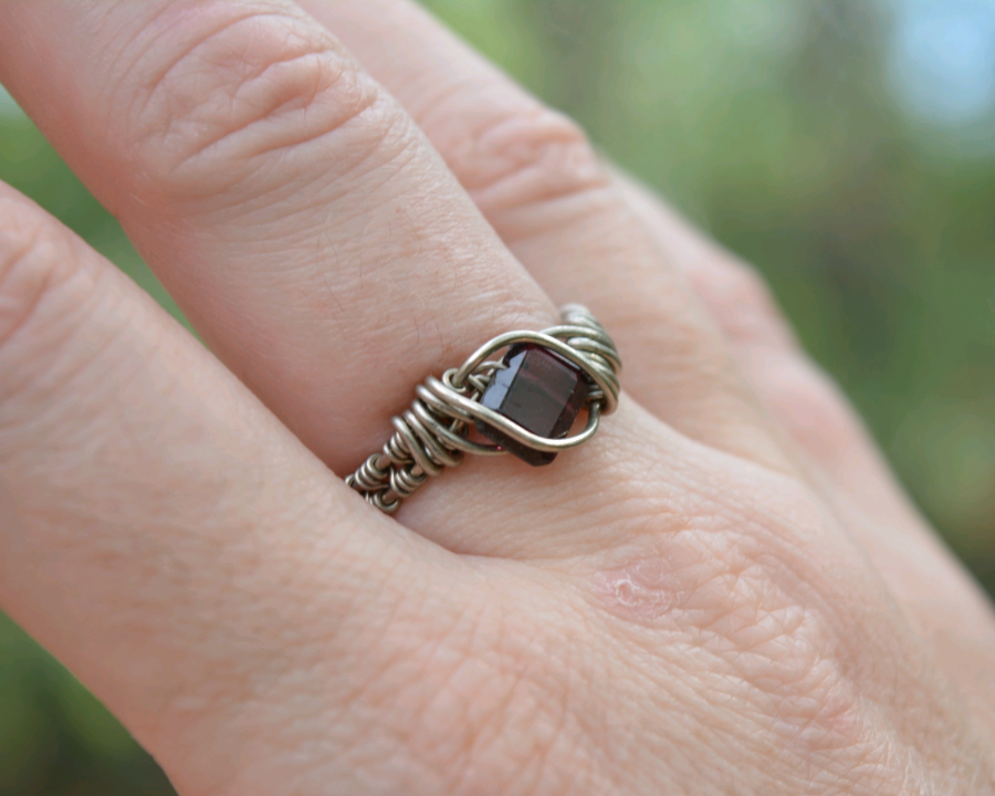 Woven Garnet Ring