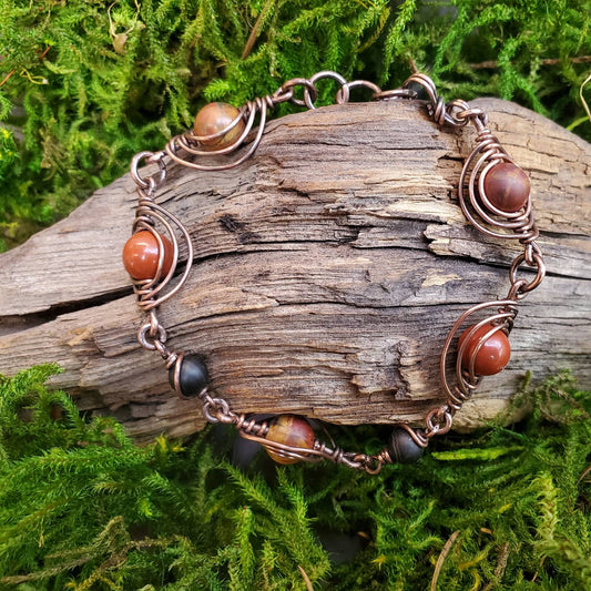 Antiqued Wire-wrapped Copper Bracelet