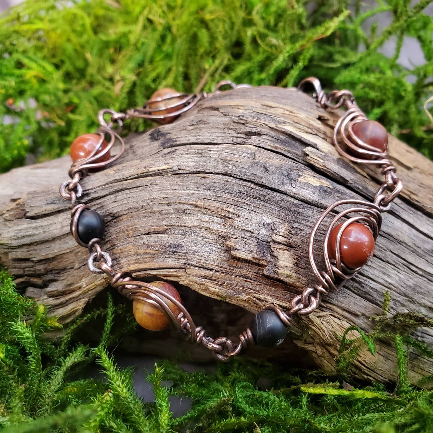 Antiqued Wire-wrapped Copper Bracelet