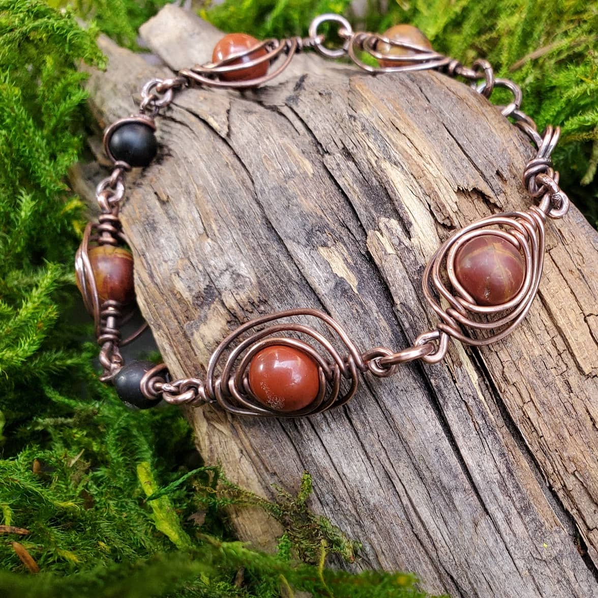 Antiqued Wire-wrapped Copper Bracelet