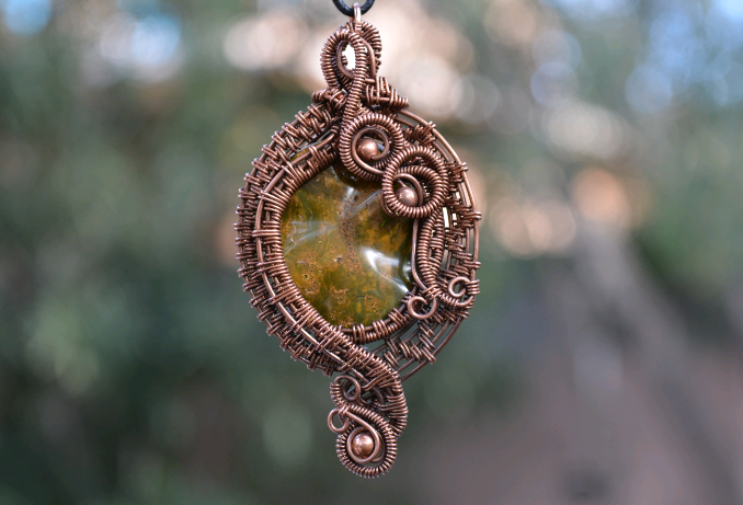 Bronzite Pendant in Antiqued Copper