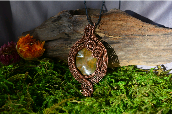 Bronzite Pendant in Antiqued Copper