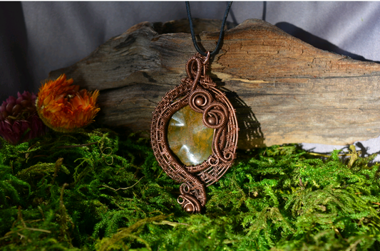 Bronzite Pendant in Antiqued Copper