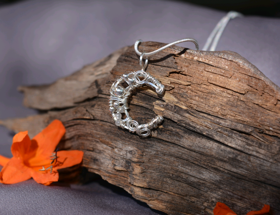 Mini Moon Pendant 2 - Sterling Silver