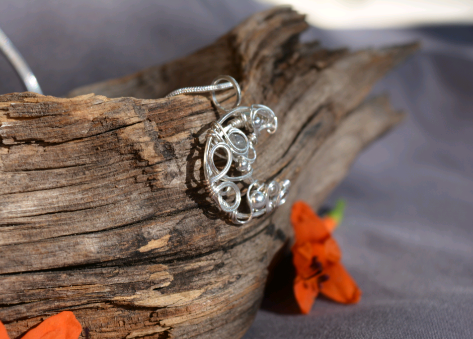 Mini Moon Pendant 3 - Sterling Silver
