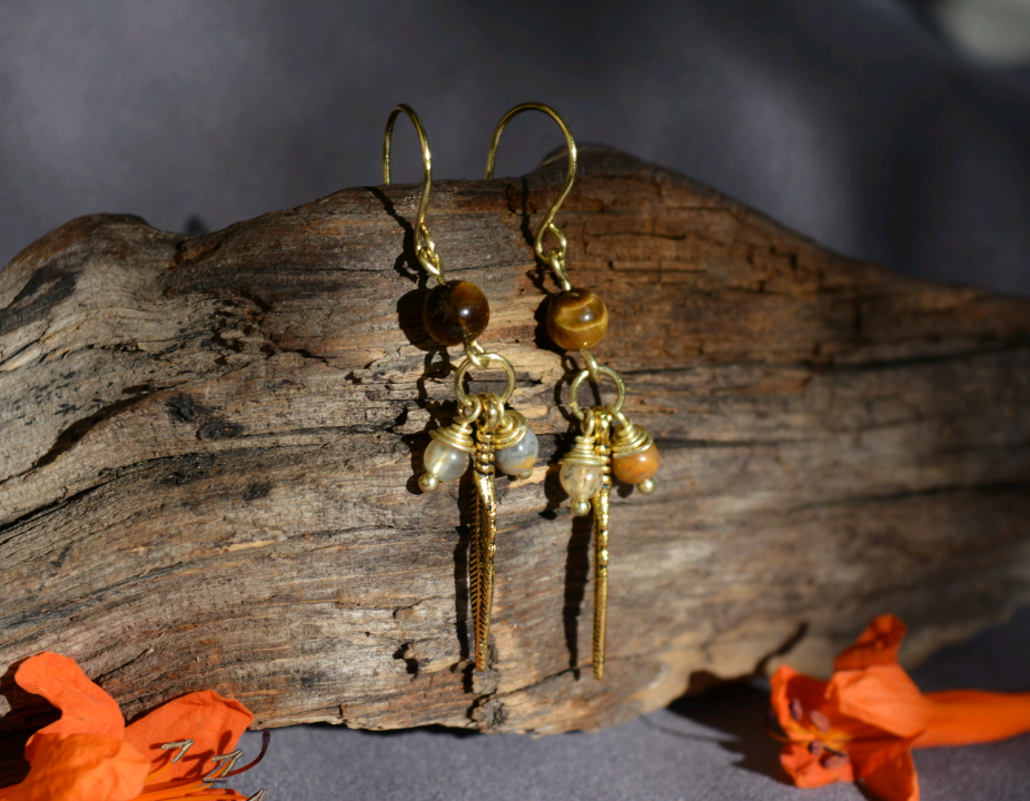 Gold Feather Earrings