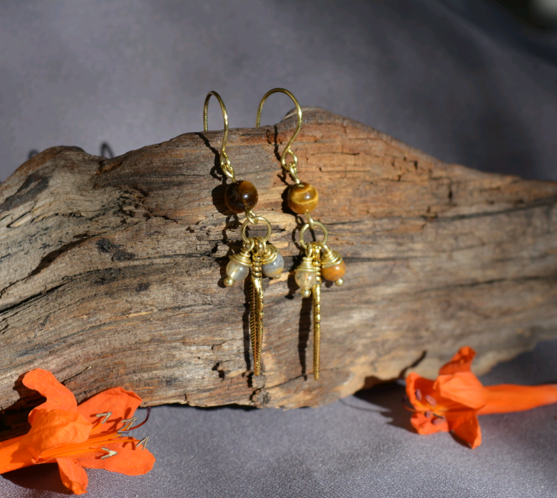 Gold Feather Earrings